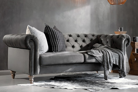 Lannfield 3 Seater Couch - Velvet Charcoal - 