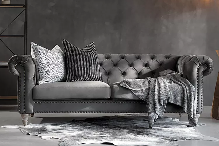 Lannfield 3 Seater Couch - Velvet Charcoal