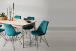 Lumiere Enzo 6 Seater Dining Set (1.77m) - Velvet Teal -