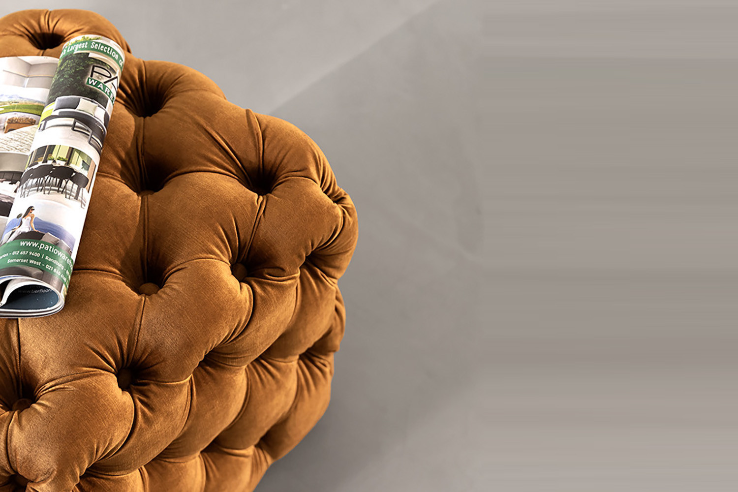 Barkley Velvet Tufted Cube Ottoman Aged Mustard Cielo