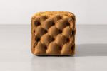 Barkley Tufted Cube Velvet Ottoman - Aged Mustard -