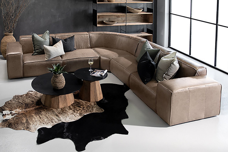 Jagger Leather Modular - Grand Corner Couch Set - Smoke -