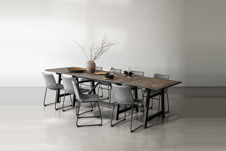 Martulus Dining Table + Halo Dining Chairs - Storm Grey -
