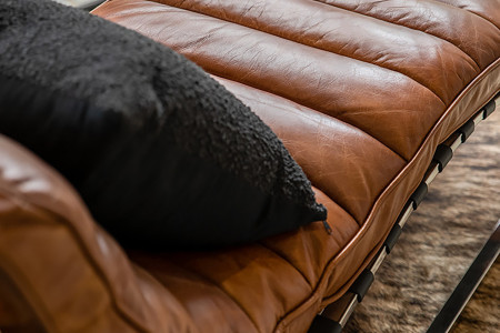 Morello Leather Chaise - Vintage Brown - 