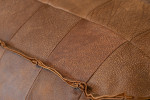 Makira Square Leather Ottoman - Spice -