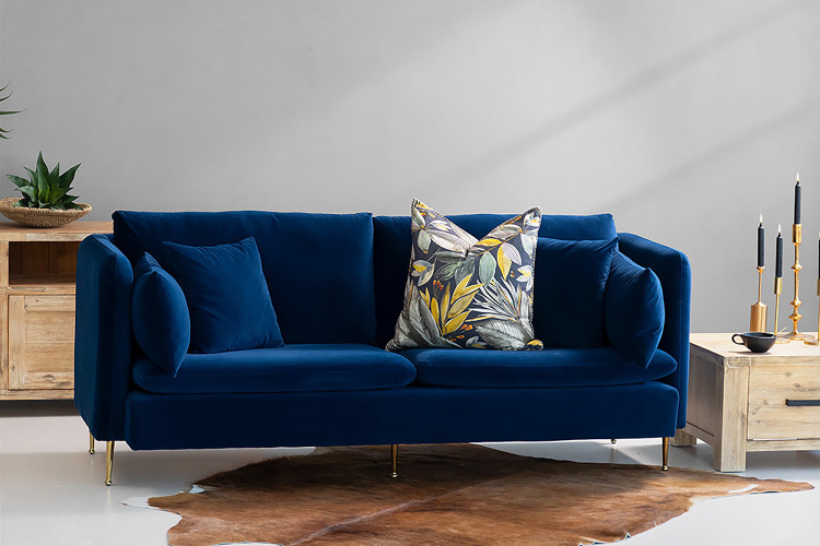 Sherman 3 Seater Velvet Couch - Royal Blue