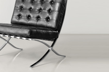 Replica Barcelona Leather Chair + Footstool - Black - 