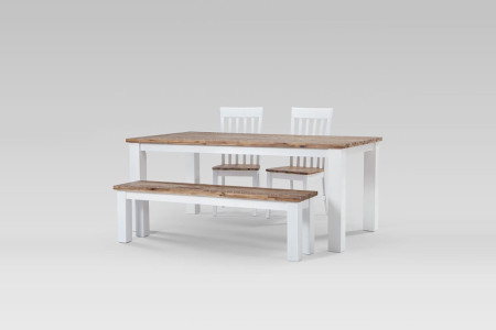 LIINA-DT190+BENCH1+CH01X2 - Waldorf Dining Table + 1 x Waldorf Bench + 2 x Waldorf Dining Chairs -