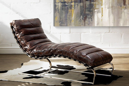Morello Leather Chaise - Vintage Dark Brown
