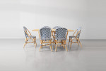Luciana Tara 6 Seater Patio Dining Set - Navy & White - 1.7m -