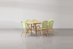 Luciana Tara 6 Seater Patio Dining Set - Green & White - 1.7m -