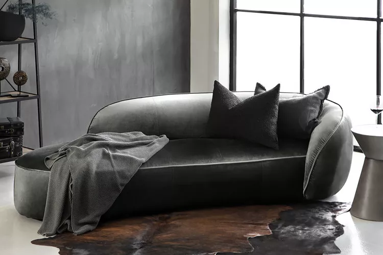 Rohan Velvet Couch - Forest Grey  -