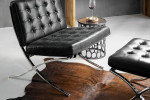 Replica Barcelona Leather Chair + Footstool - Black - 