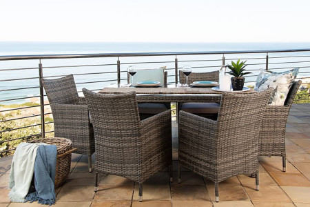 Durante 6 Seater Patio Dining Set - Brown | Patio Sets -