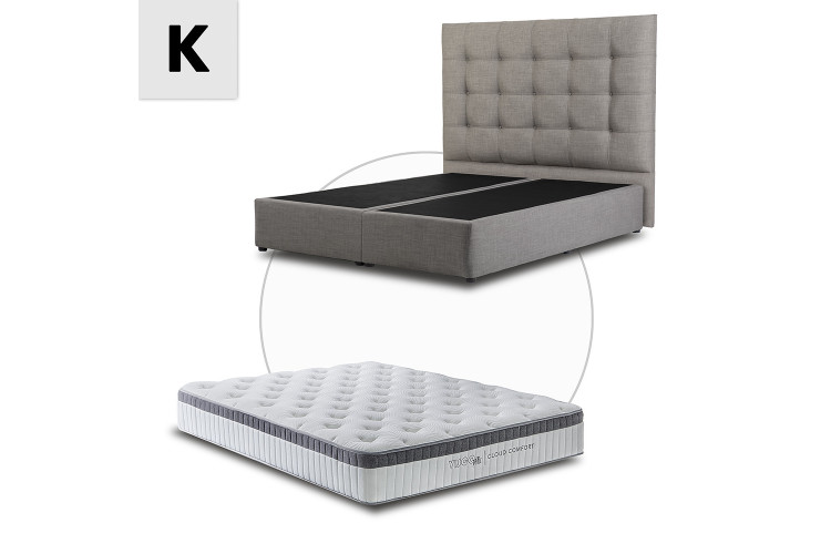 King Bed - King Matrress - Alaska Grey - Ariella Bed Combo - 