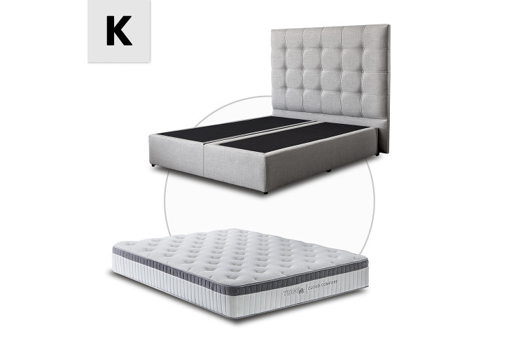 King Bed - King Matrress - Alaska Taupe - Ariella Bed Combo - 