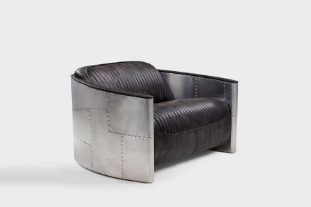 Spitfire 2 Seater Leather Couch - Distressed Black