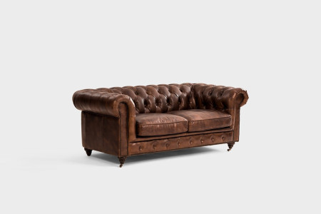 Jefferson Chesterfield  2 Seater Couch - Vintage Brown -