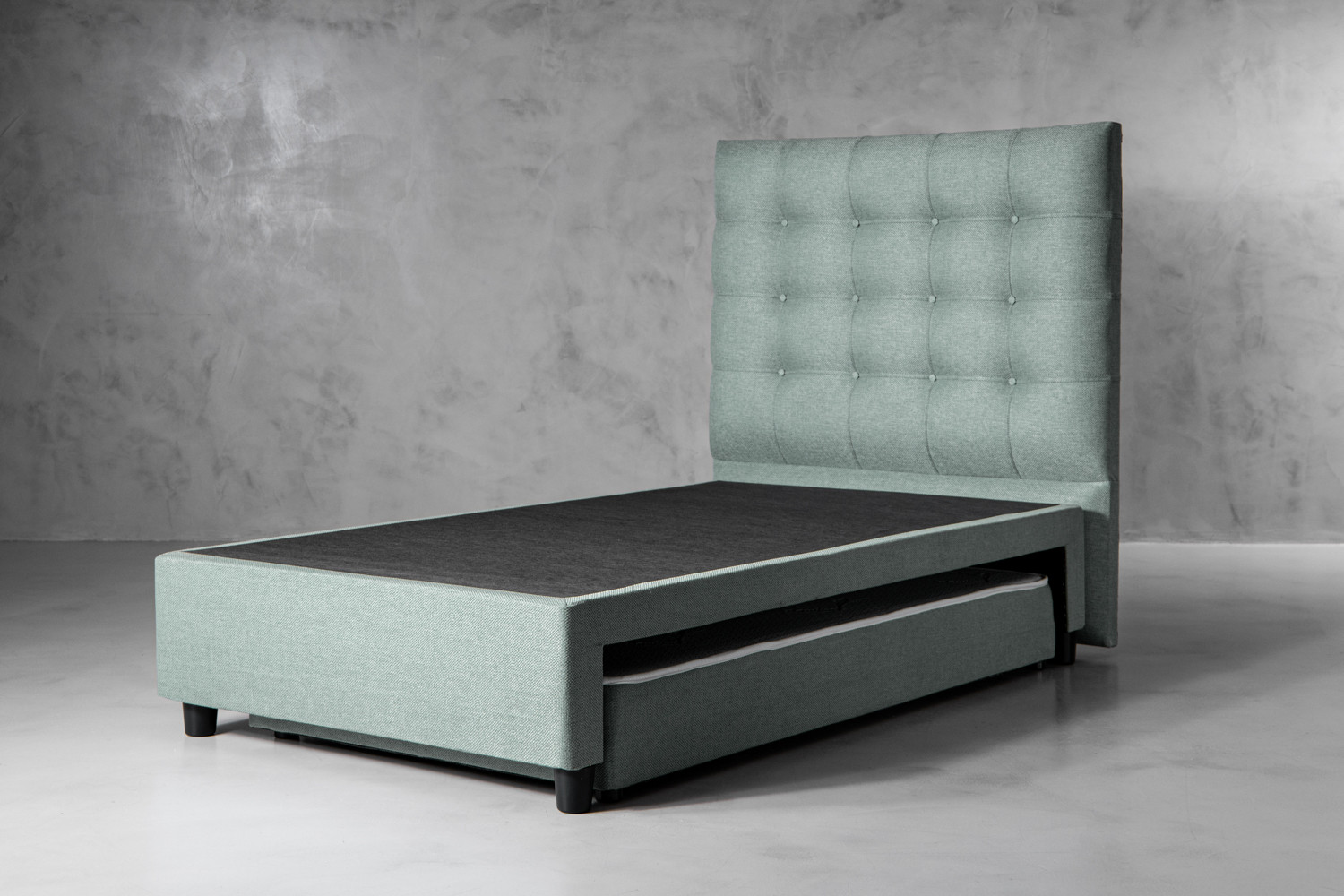 【hy100602】socph bed double Alexa Dual Function Bed - Double - Sage | Cielo