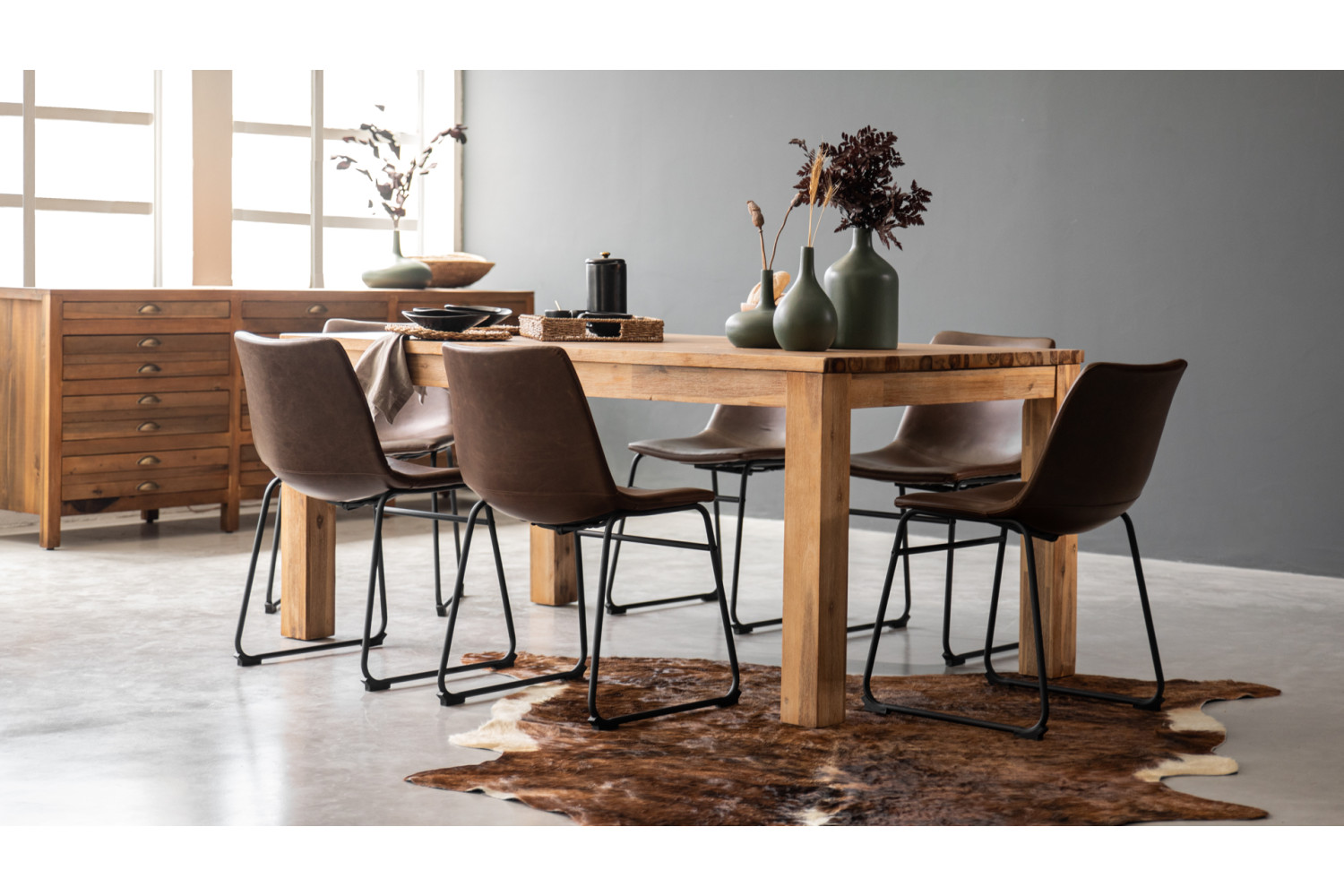 Vancouver Harvey Seater Dining Set Dark Brown