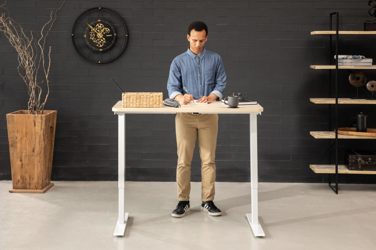 Axon Standing Desk - White & Natural - 1.2m Desks - 1