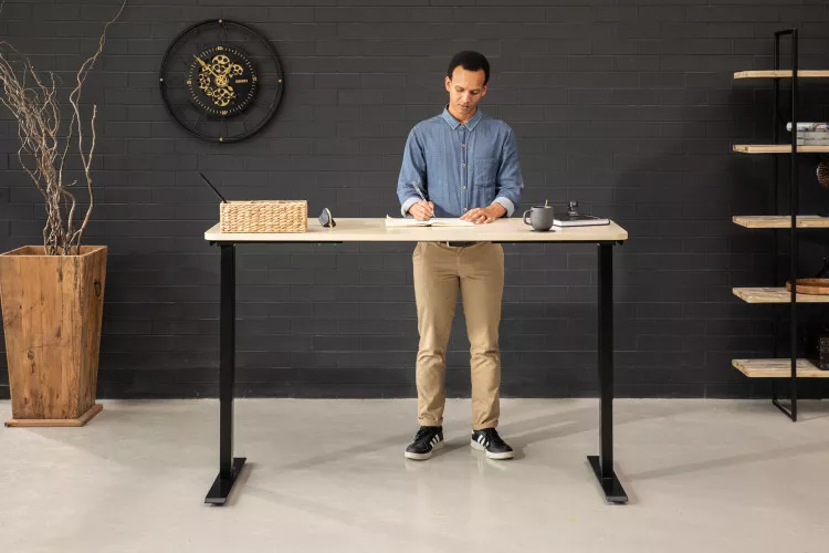 Axon Standing Desk - Black & Natural 1.6m Desks - 2