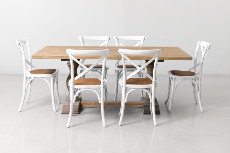 Bordeaux La Rochelle 6 Seater Dining Set - Rustic White - 1.9m All Dining Sets - 2