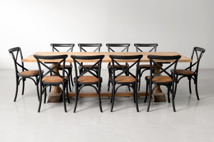 Bordeaux La Rochelle 10 Seater Dining Set - Rustic Black - 2.7m 10 Seater Dining Sets - 1