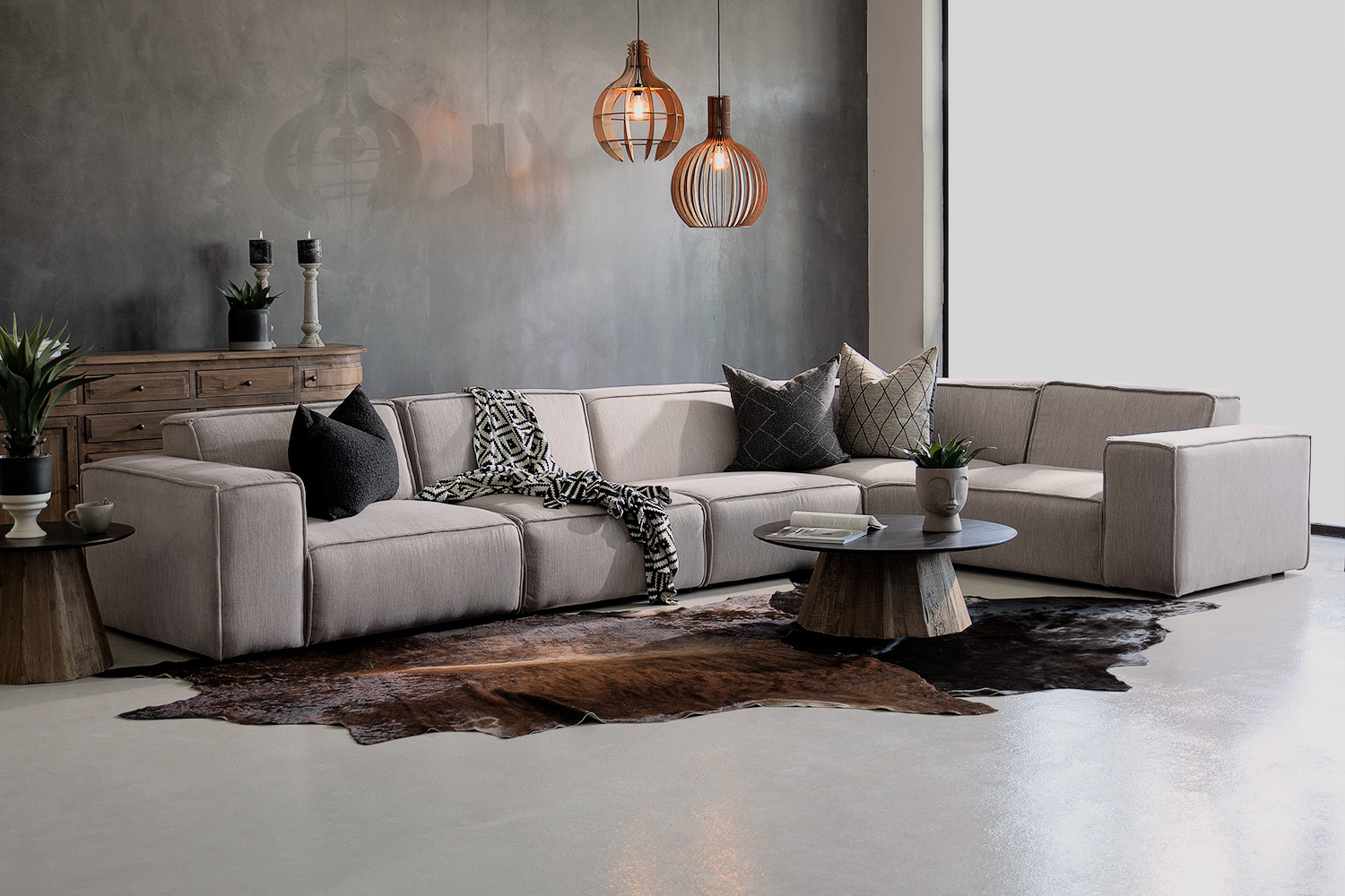 Jagger Modular Grand Corner Couch Set Taupe Cielo
