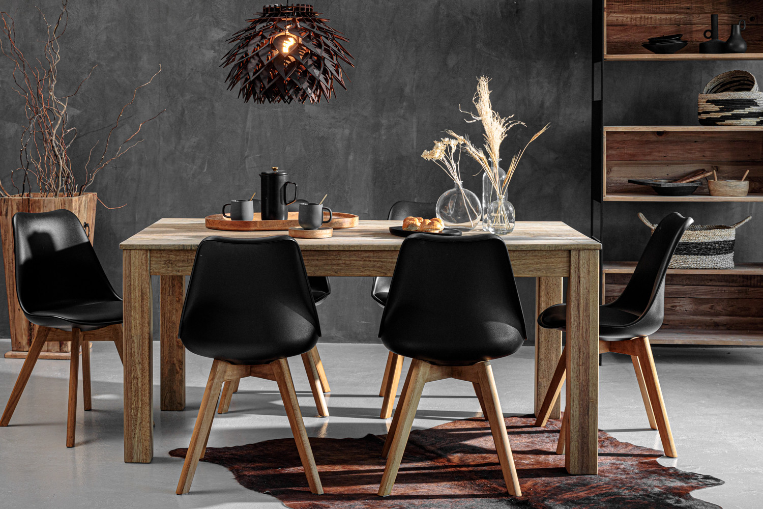 Montreal Atom 6 Seater Dining Set (1.6m) Black Cielo