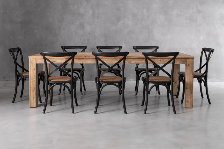 Vancouver La Rochelle 8 Seater Dining Set - 2.4m - Rustic Black 8 Seater Dining Sets - 2