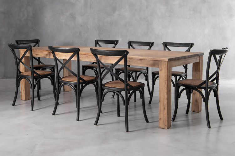 Vancouver La Rochelle 8 Seater Dining Set - 2.4m - Rustic Black 8 Seater Dining Sets - 1