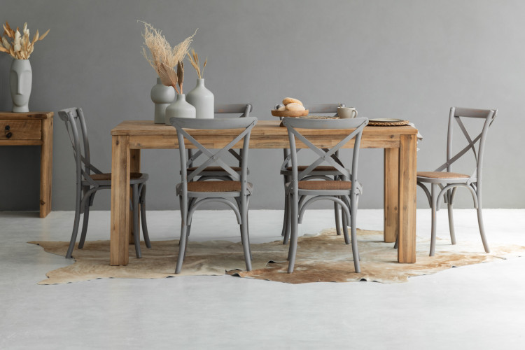 Vancouver La Rochelle 6 Seater Dining Set - 1.6m - Rustic Grey 6 Seater Dining Sets - 2