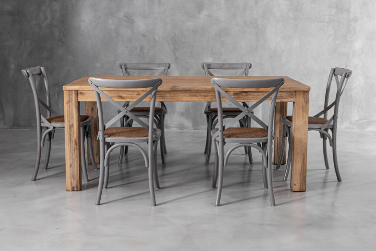 Vancouver La Rochelle 6 Seater Dining Set - 1.6m - Rustic Grey 6 Seater Dining Sets - 2