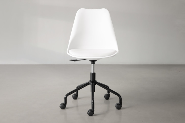 Atom Office Chair - White - Matt Black Office Chairs - 1