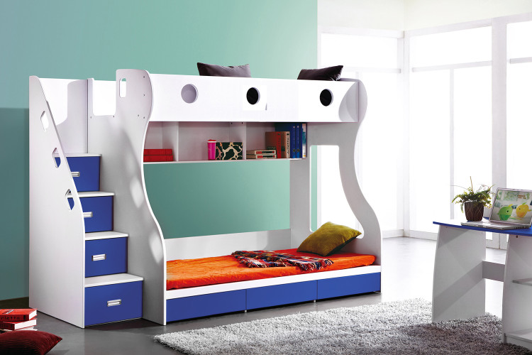 Storage Bunk Bed - Blue Bunk Beds - 1