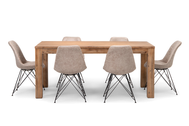 Vancouver Enzo 6 Seater Dining Set (1.6m) - Vintage Stone 6 Seater Dining Sets - 3
