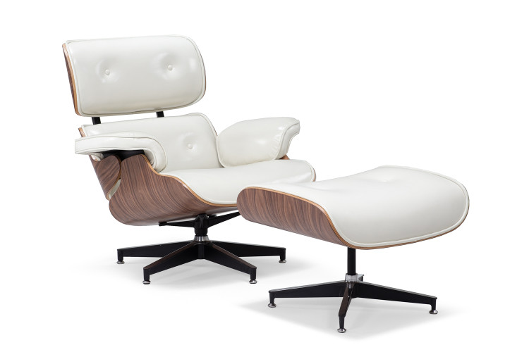 Snowden Leather Lounge Chair  - White Leather Loungers - 1
