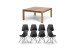 Montreal Square + Enzo 8 Seater Dining Set 1.5m - Aged Mercury -