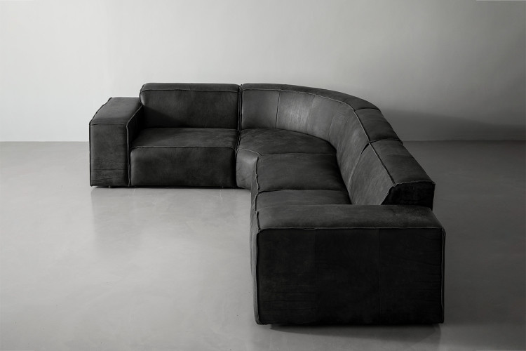 Jagger Leather Modular - Corner Couch Set - Lead Corner Couches
