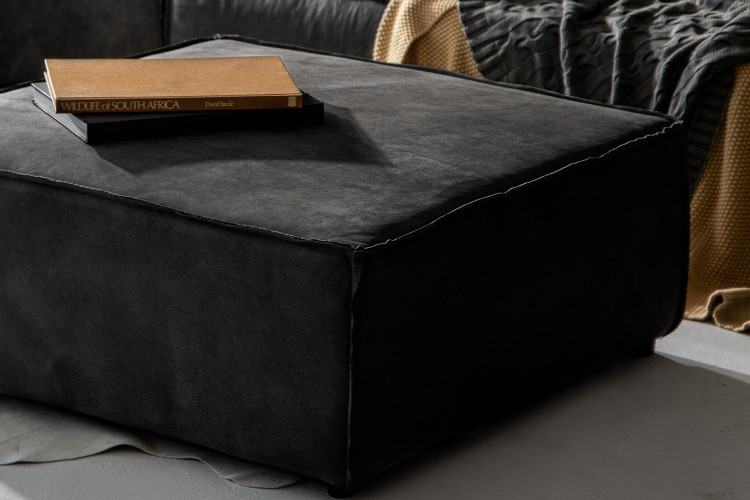 Jagger Leather Ottoman - Lead