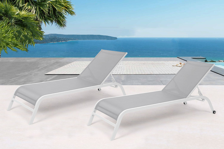 Zaiden Pool Lounger - White and Light Grey -
