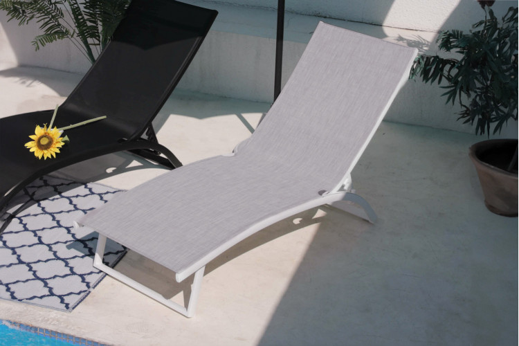 Alayna Pool Lounger - Grey and White -