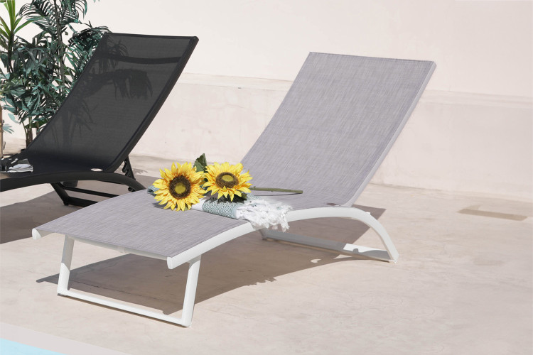 Alayna Pool Lounger - Grey and White -