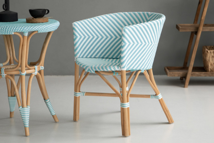 Ineze Armchair - Teal & White -