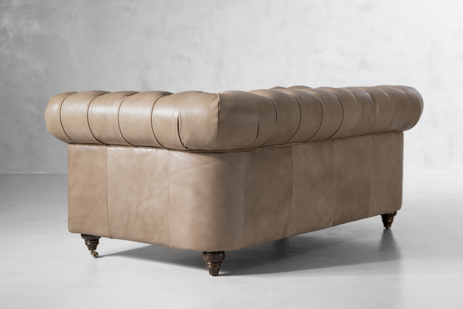 Jefferson Chesterfield 2 Seater Leather Couch Smoke Cielo