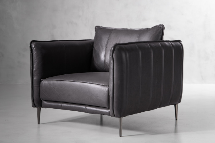 Ottavia Leather Armchair - Charcoal Armchairs - 1