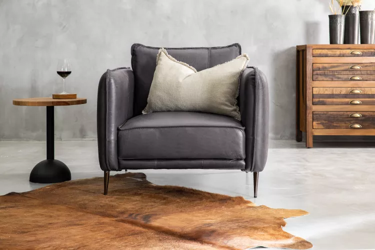 Ottavia Leather Armchair - Charcoal Armchairs - 1