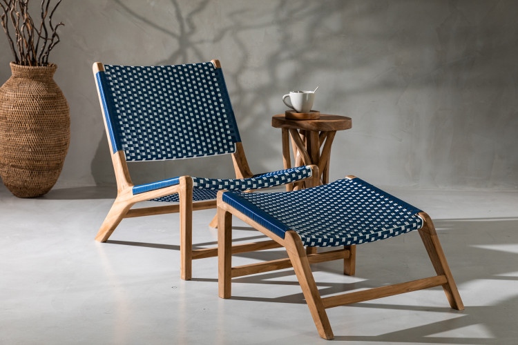 Kuta Lounger - Navy & White Lounge Chairs - 1