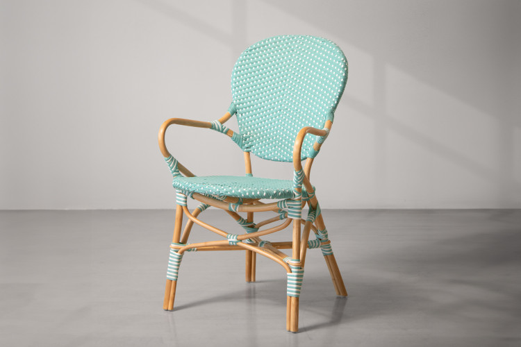 Serteˊ Armchair - Light Teal & White -